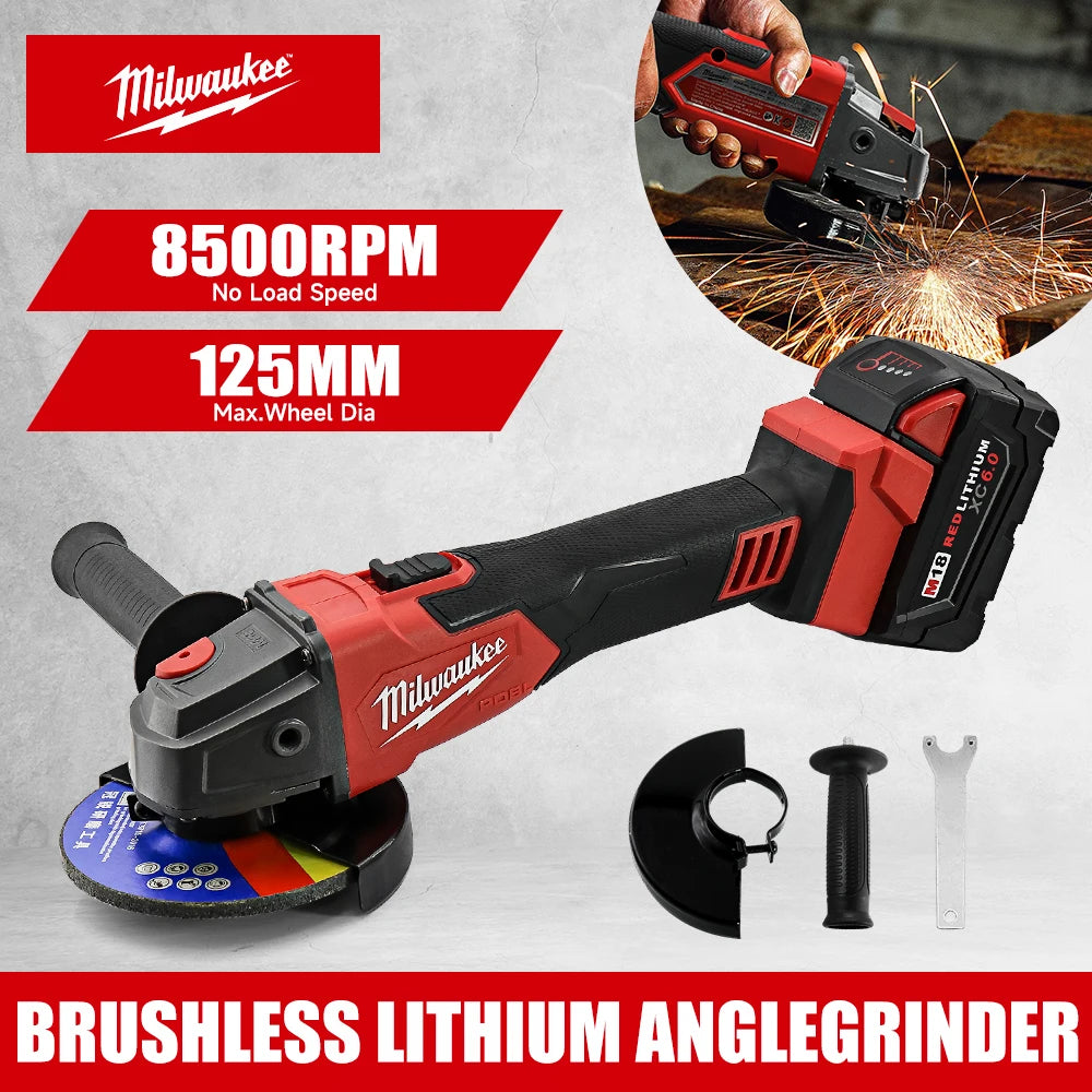 Milwaukee 125mm Brushless Angle Grinder 3 Gears Variable Speed 18V Cordles