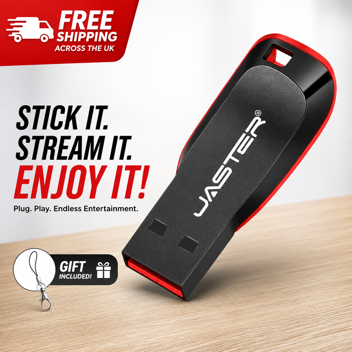 JASTER Black Red USB Flash Drive 128GB 100% Real Capacity Memory Stick 64GB Free Key Ch