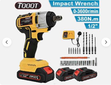 1/2" Cordless Impact Wrench 2 Batteries Charger Electric Drill Driver Free Ship