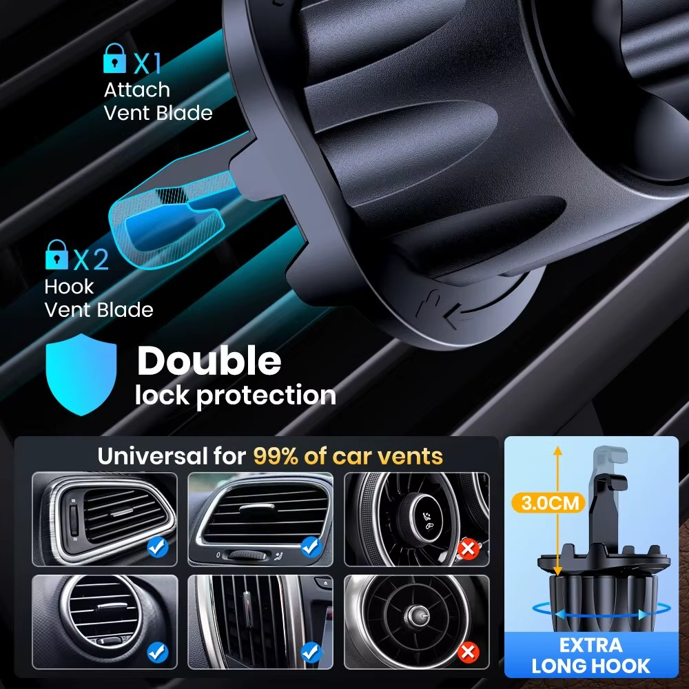 Universal Magnetic Car Phone Holder Mount 360°Rotationfor Air Vent & Dashboard Windshield Suction Cup Stand for All Phones