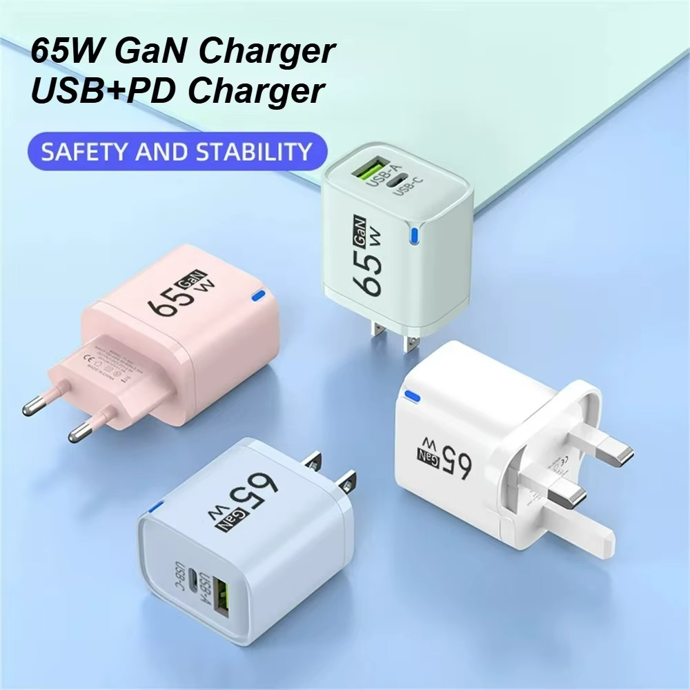 USB 65W GaN Charger PD Quick Charge 3.0 Type C Fast Charging Travel Charger EU/US/UK Adpter For iPhone Samsung Xiaomi For Phone