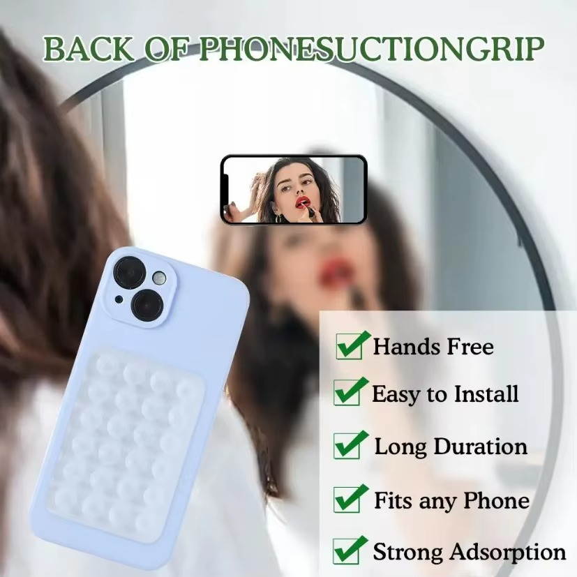 Silicone Suction Phone Holder Mat Multifunctional Suction Cup Wall Stand Square Anti-Slip Single-Sided Case Mount Back Sticker