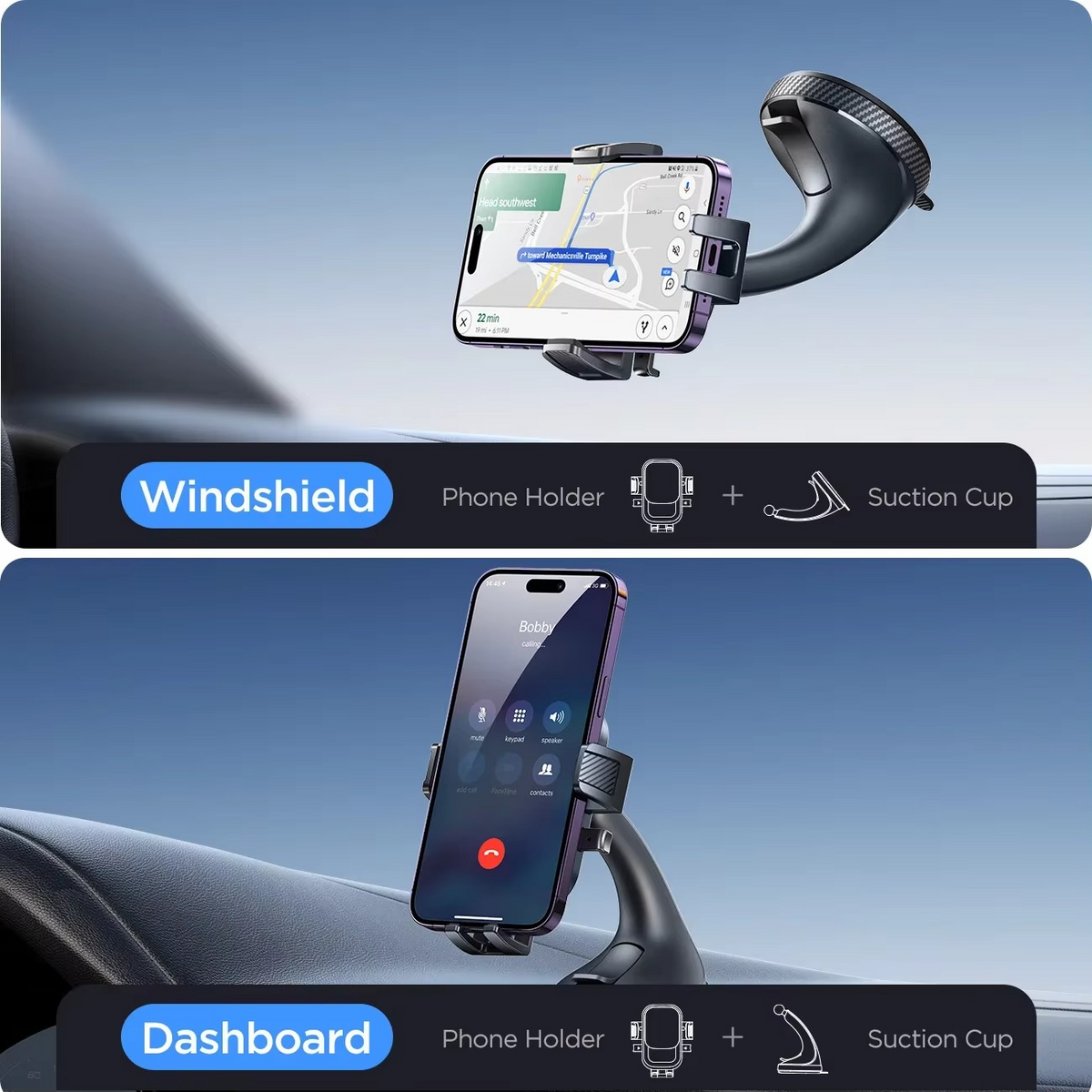 Joyroom Car Phone Holder Mount Car Strong Suction Hands-Free Universal Cell Phone Stand For Dashboard/Windshield 360° Rotation
