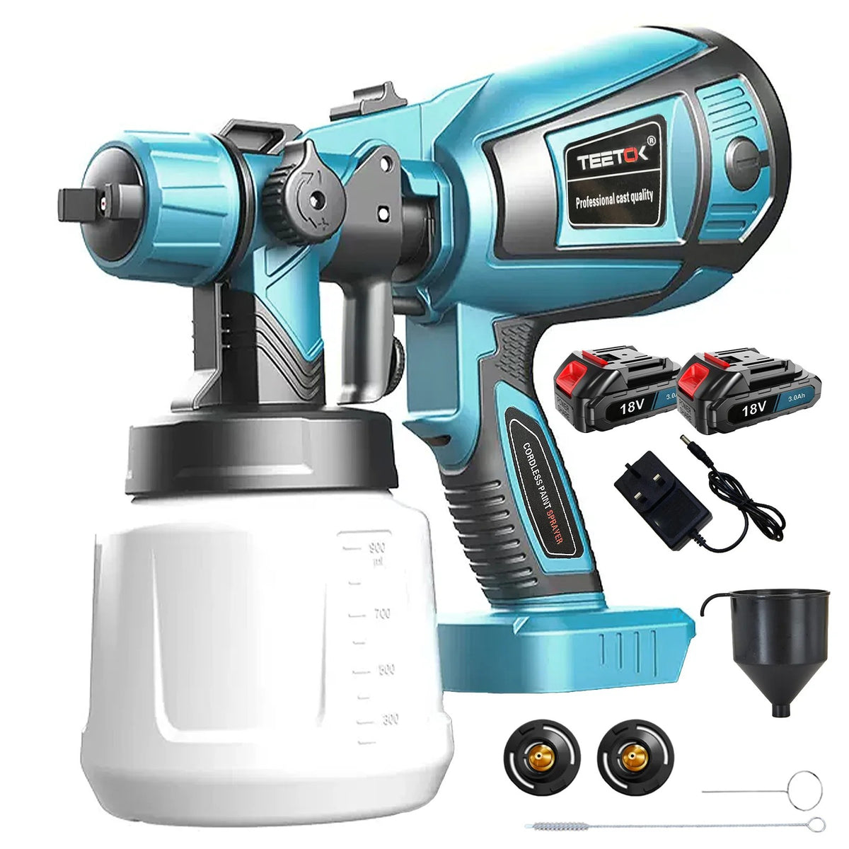 Cordless Electric Paint Sprayer Spray Gun 1000ML with 2 Batteries for Makita