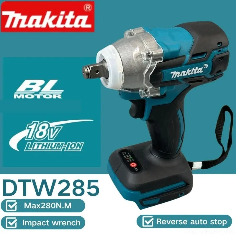 Makita DTW285 Brushless Electric Screwdriver 280N.m 1/2" Socket Rechargeable Drill Driver Compatible with Makita 18V Battery