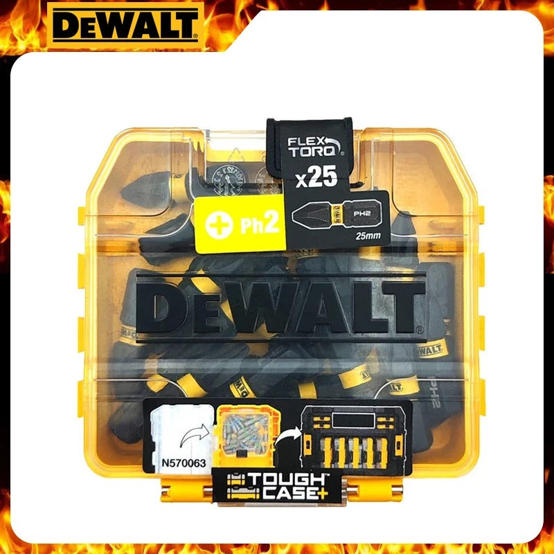 DEWALT DT70555T FLEXTORQ PH2 25mm Impact Screwdriver Drive 25Pcs Set Bits With Mini Storage Box Fasteners Power Tool Accessories