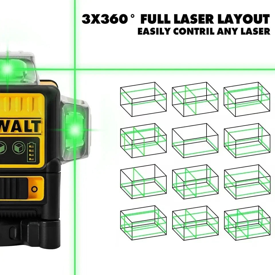 DEWALT DW089LG 12V Laser Level Self Levelling 12 Line 3 Sides*360 Degree Self-Leveling Horizontal And Vertical Cross Line Tools