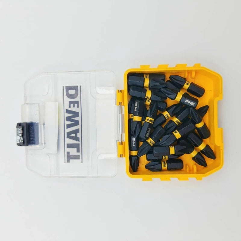DEWALT DT70555T FLEXTORQ PH2 25mm Impact Screwdriver Drive 25Pcs Set Bits With Mini Storage Box Fasteners Power Tool Accessories