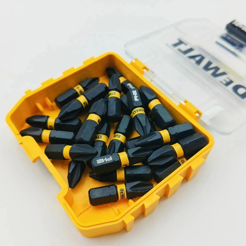 DEWALT DT70555T FLEXTORQ PH2 25mm Impact Screwdriver Drive 25Pcs Set Bits With Mini Storage Box Fasteners Power Tool Accessories