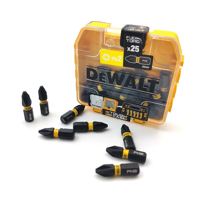 DEWALT DT70555T FLEXTORQ PH2 25mm Impact Screwdriver Drive 25Pcs Set Bits With Mini Storage Box Fasteners Power Tool Accessories