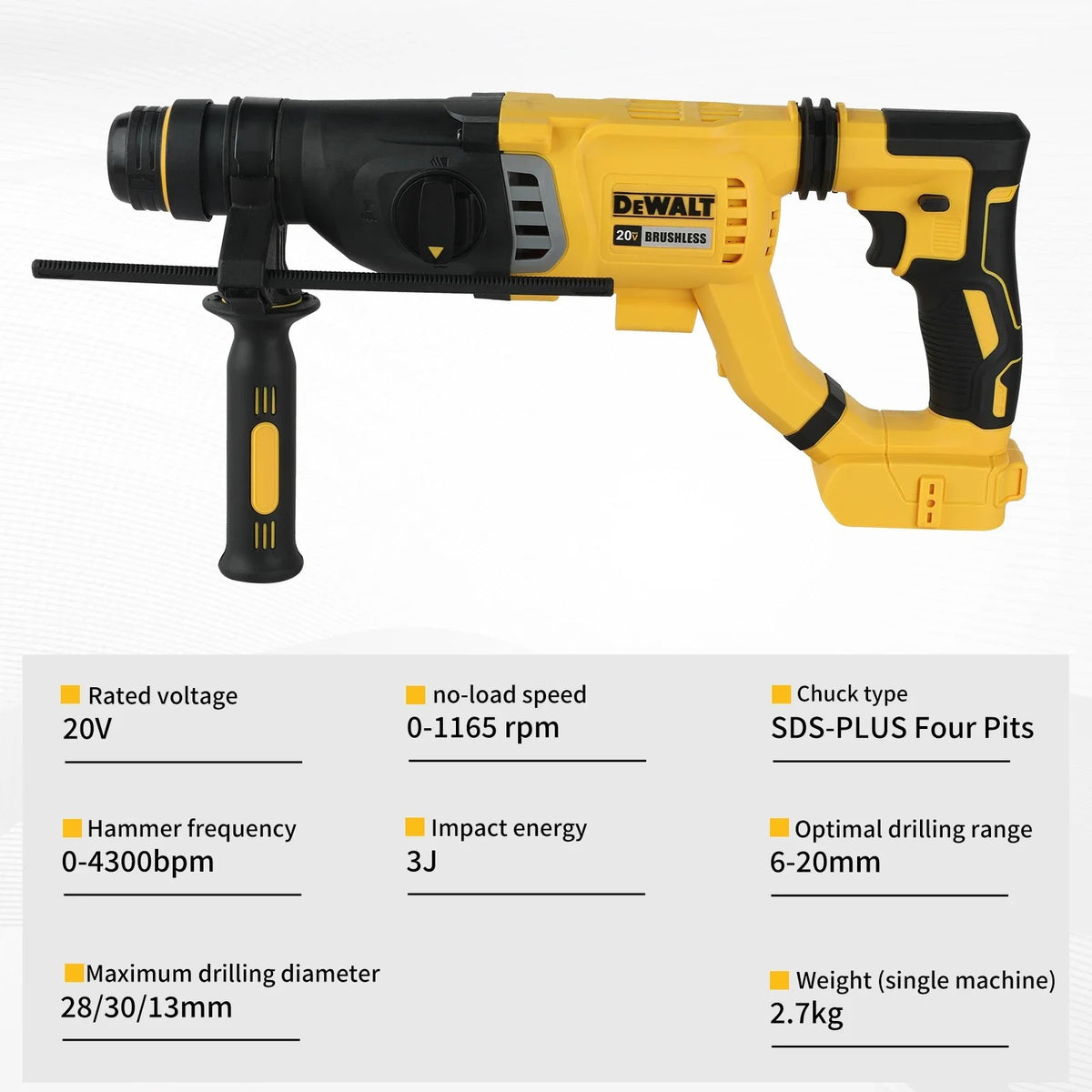 DEWALT DCH263 20V Brushless Cordless Hammer SDS PLUS D-Handle
