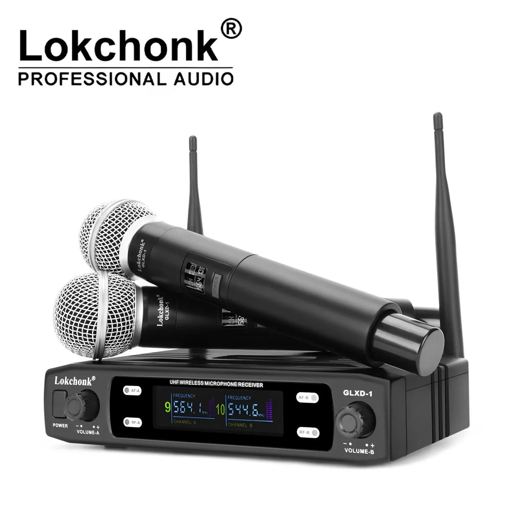 GLXD1 Wireless Microphone system Dual Channel UHF Fixed Frequency Cordless Handheld Dynamic Mic For Karaoke Party Church