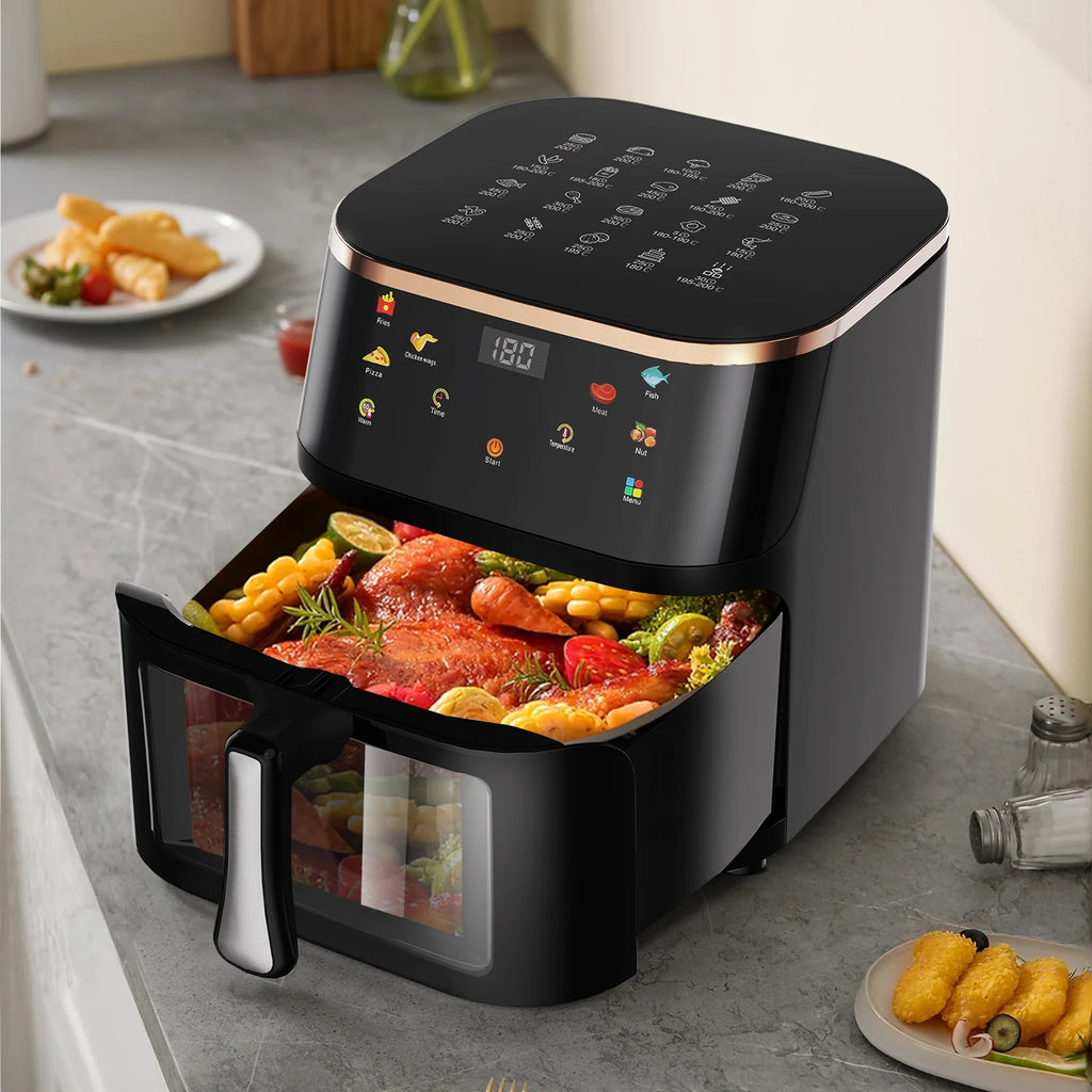 OYAJIA Air Fryer 10L with Easy-View Window, Touch Controls, Nonstick, 7 Function