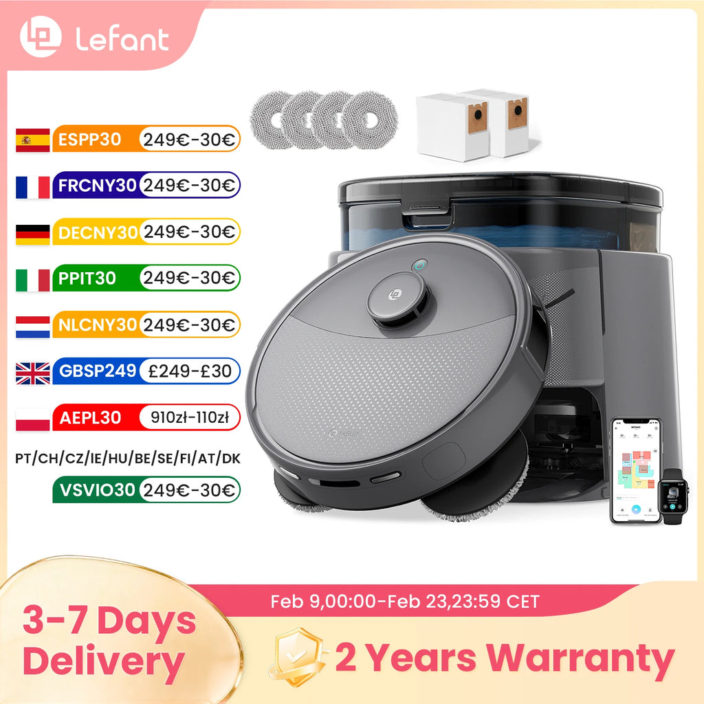 Lefant M3 Max Robot Vacuum Cleaner with Sweeping Function, 20000 Pa, LiDAR Navigation, Ideal for Pet Hair, Human Hair, and Dust