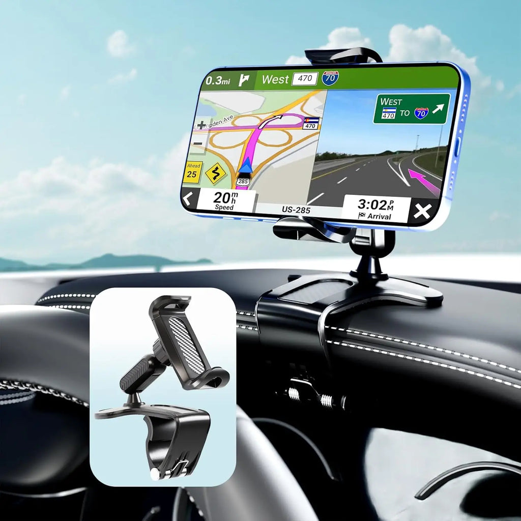 Phone Mount for Car Dashboard, 360 Degree Rotation Universal Cell Phone Holder for Car Clip Mount Stand Suitable for phones