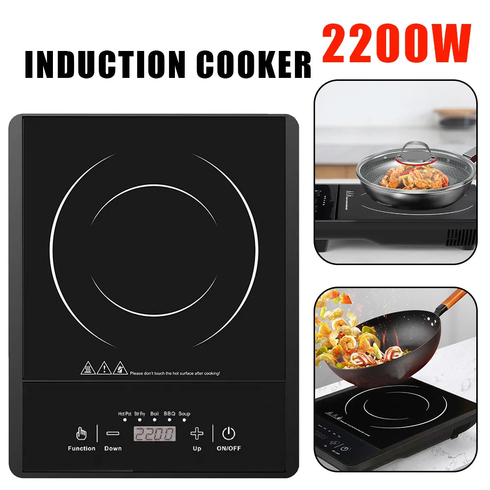 2200W Electric Induction portable Induction Cooktop English Keypad Panel With 5 preset programs with adjustable power settin