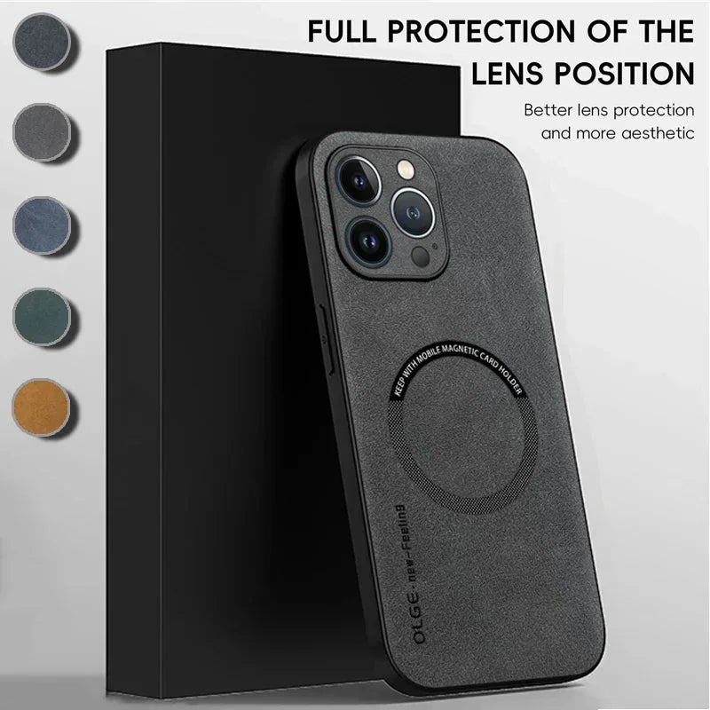 Magnetic Leather Case For iPhone 17 15 16 Pro Max 14 13 12 11 Pro Max XS XR X 8 7 Plus SE 2022 Wireless Charging Phone Cover