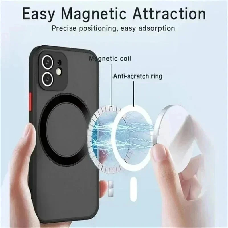 2026 NEW Hard Matte Case For iPhone 17 16 15 14 13 12 Pro Max Plus Phone Magsafe Magnetic ireless Charge Cover funda Capa