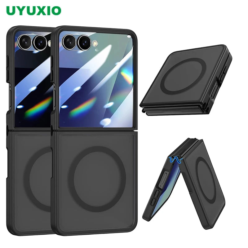 Magnetic Wireless Charging Mobile Phone Case for Samsung Galaxy Z Flip 7 Cases Slim Rugged Translucent Cover with Magnet