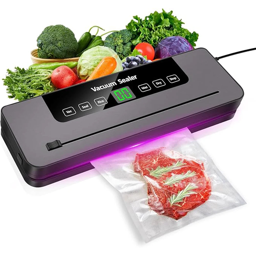 Vacuum Sealer,Automatic Food Vacuum Sealer,5 modes,with 10 sealing pockets and built-in cutter for sealing of wet and dry food