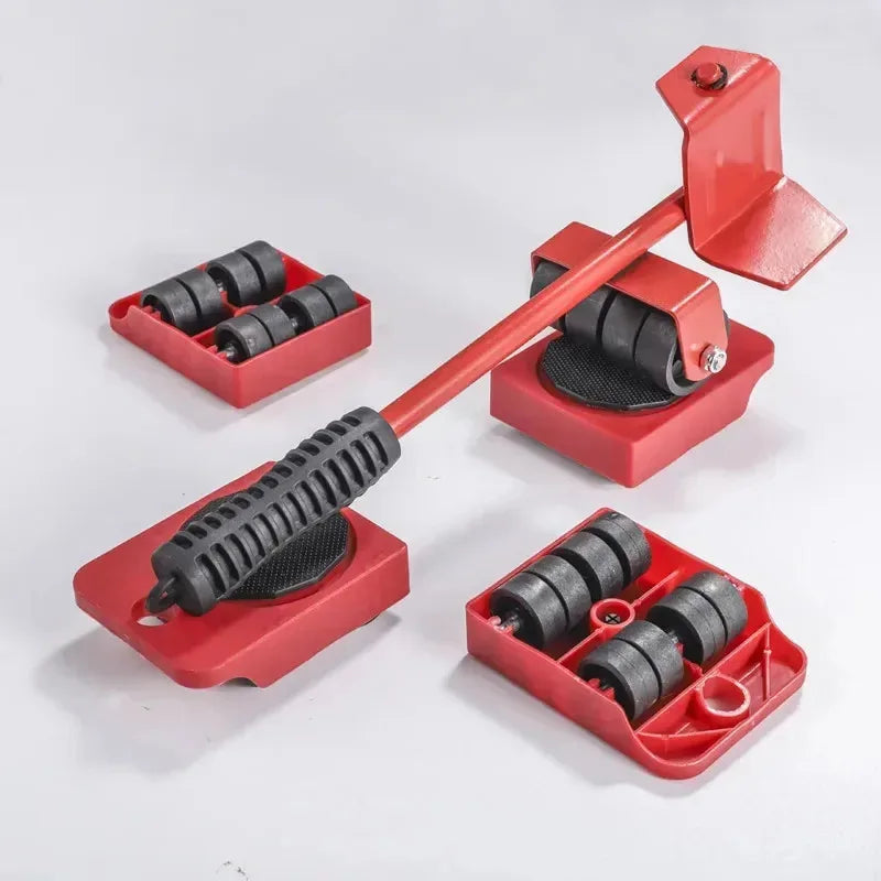 Heavy Duty Furniture Lifter & Mover Set – 4 Rollers + Wheel Bar, 360° Movement, Tool‑Free Assembly, for Sofas, Beds, Fridges