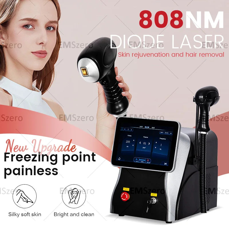 New Style 808 Diode Laser Hair Removal Commercial Depiladora Laser Appliances 3 Wavelength Painless Whole Body Hair Removal