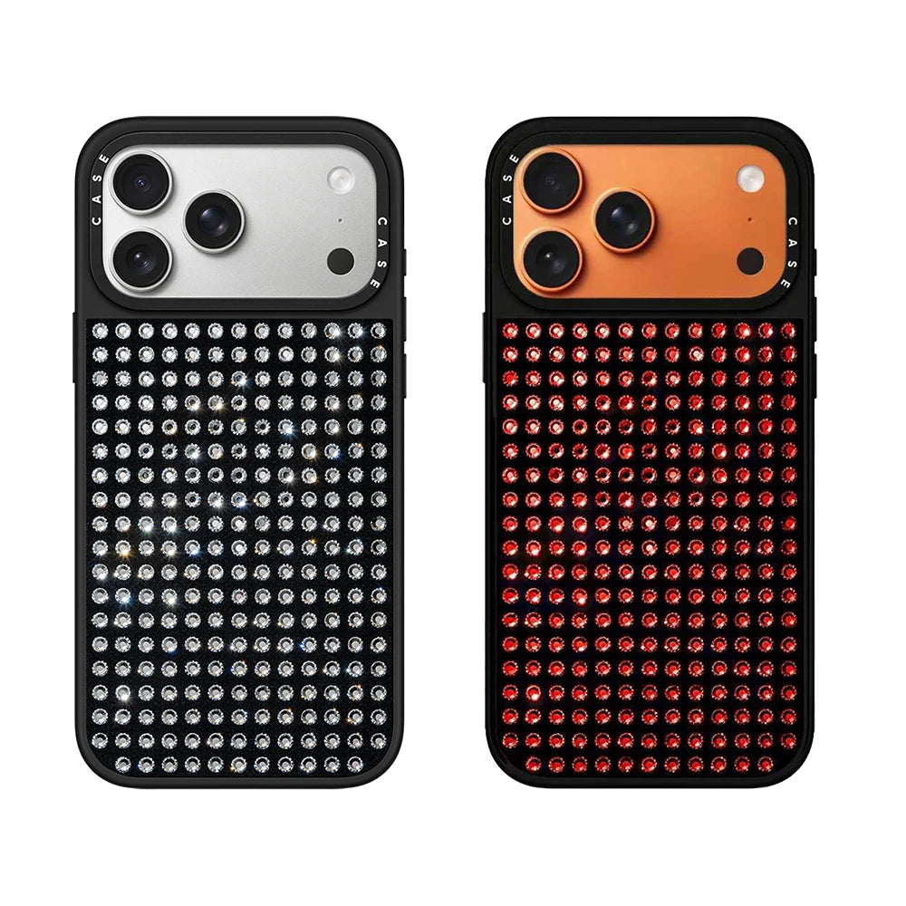 2026New Crystal Velvet Phone Case For iPhone 17Pro 16 15 Pro Max The Back is Covered in Diamonds Black Border Protective Cover