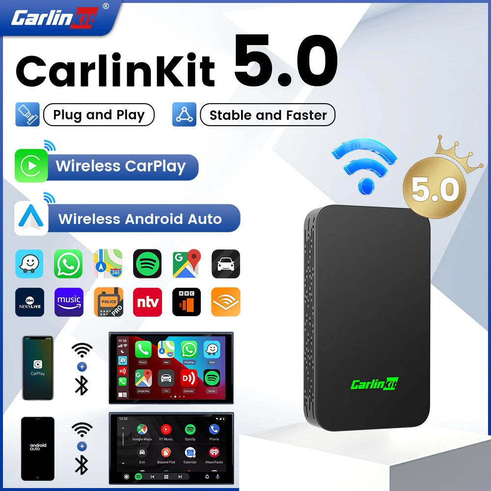 2026 CarlinKit 5.0 2Air Wireless Android Auto Box Portable CarPlay Wireless Dongle For Car Radio with Wired CarPlay/Android Auto