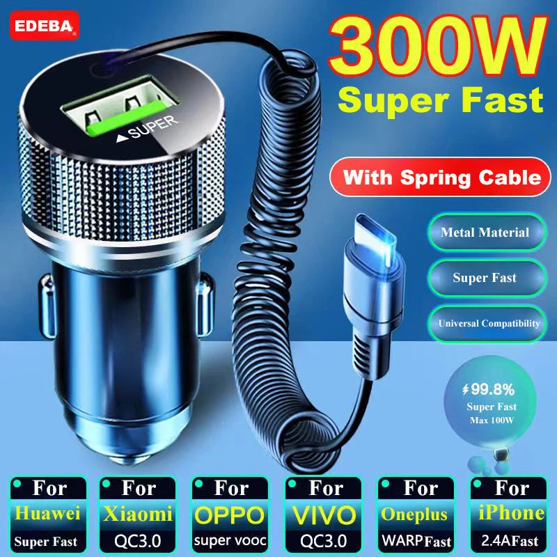 Powered by AliSave Plus          EDEBA Metal USB Car Charger with Type C Cable 12V Super Fast Charging Vehicle Adapter 2 in 1 for iPhone Samsung Huawei VIVO OPPO
