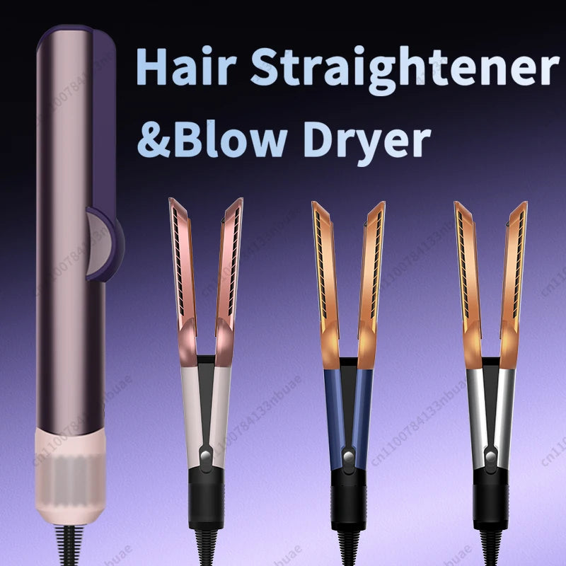 2 IN 1 Professional Hair Straightener & Hair Dryer Heat-Up Hair Flat Iron Negative Ion Iron Long-Lasting Styling Tool