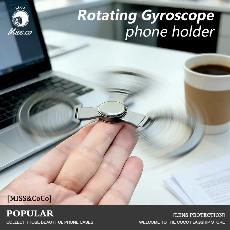 2026 Double-sided Magnetic Rotating Gyroscope Phone Holder Grip for IPhone 17 Air 16 15 14 Pro Max for Mag Safe Stand Accessories