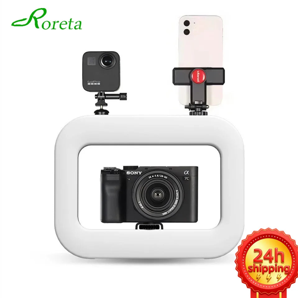 2026 New Handheld Ring LED Rechargeable Fill light Portable Mobile Phone Live Broadcast selfie Photography with phone clip