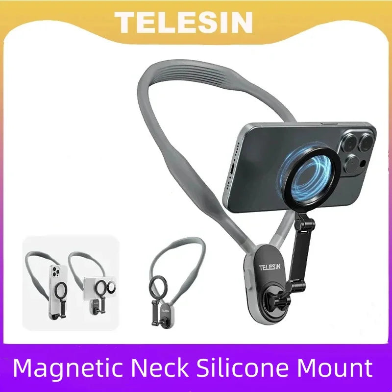 TELESIN Silicone Magnetic Quick Release Neck Mount Hold for IPhone 15 14 13 12 11 10 SAMSUNG HUAWEI XIAOMI Phone Accessories