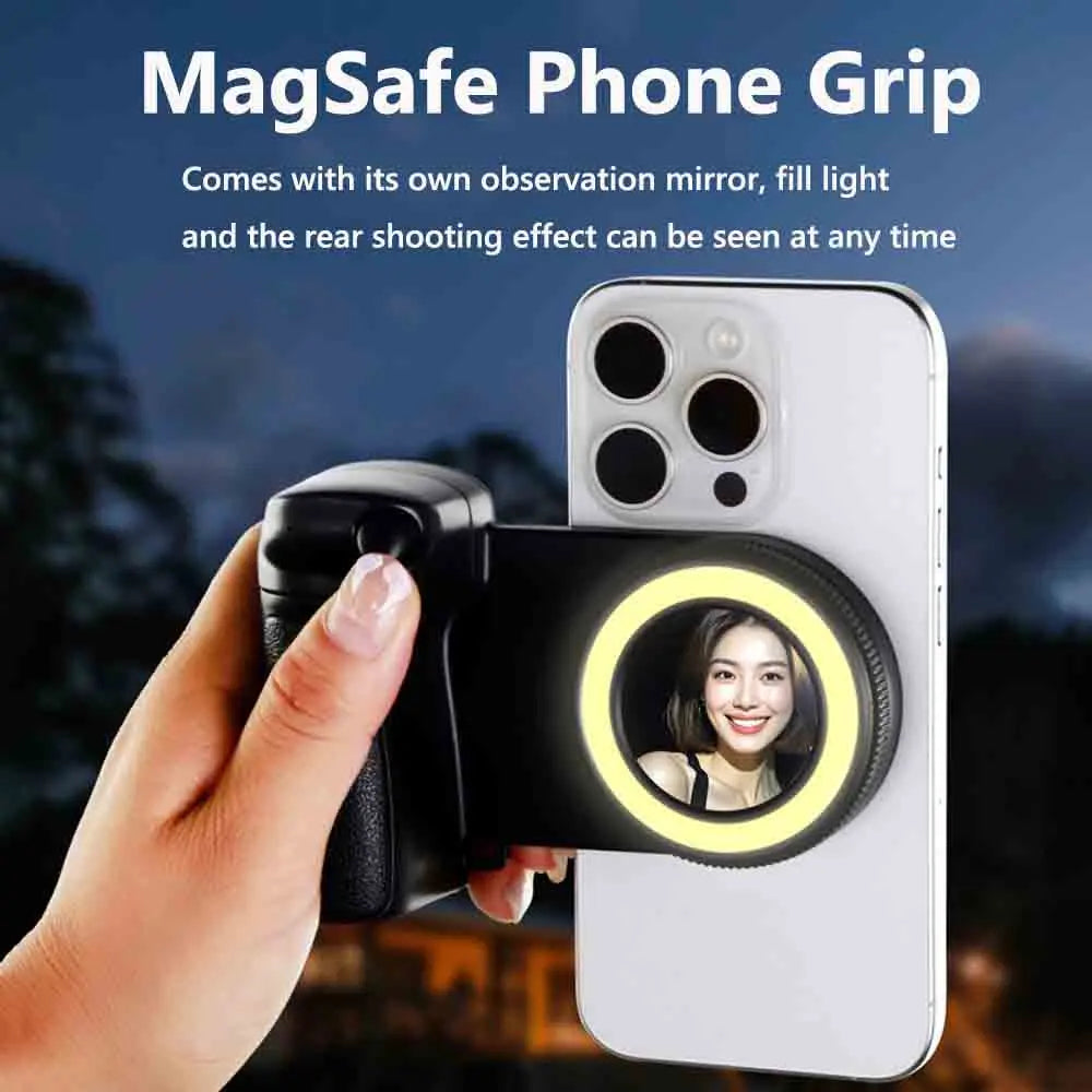 2026 Magsafe Bluetooth Shutter Phone Holder Camera Handle Grip Selfie Stablizer W FillLight Shooting for Iphone 16 15 14 Android