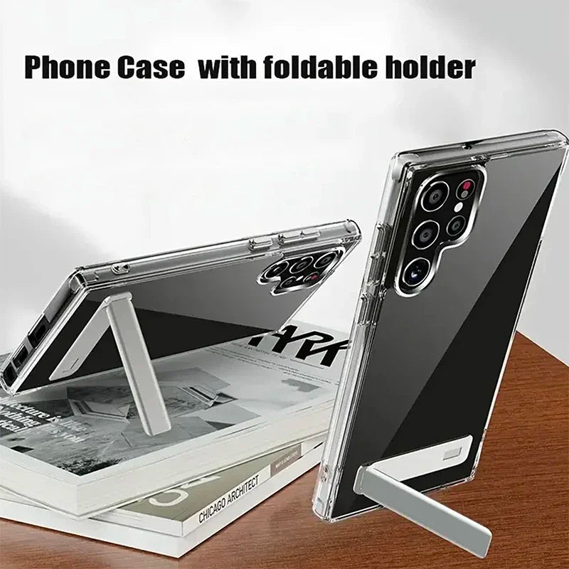 Kickstand Clear Mobile Phone Case for Samsung Galaxy S26 S25 Ultra Plus S24 S23 FE S22 Stand Cases Back Cover with Holder