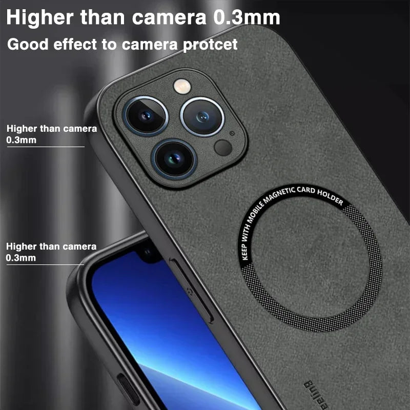Magnetic Leather Case For iPhone 17 15 16 Pro Max 14 13 12 11 Pro Max XS XR X 8 7 Plus SE 2022 Wireless Charging Phone Cover