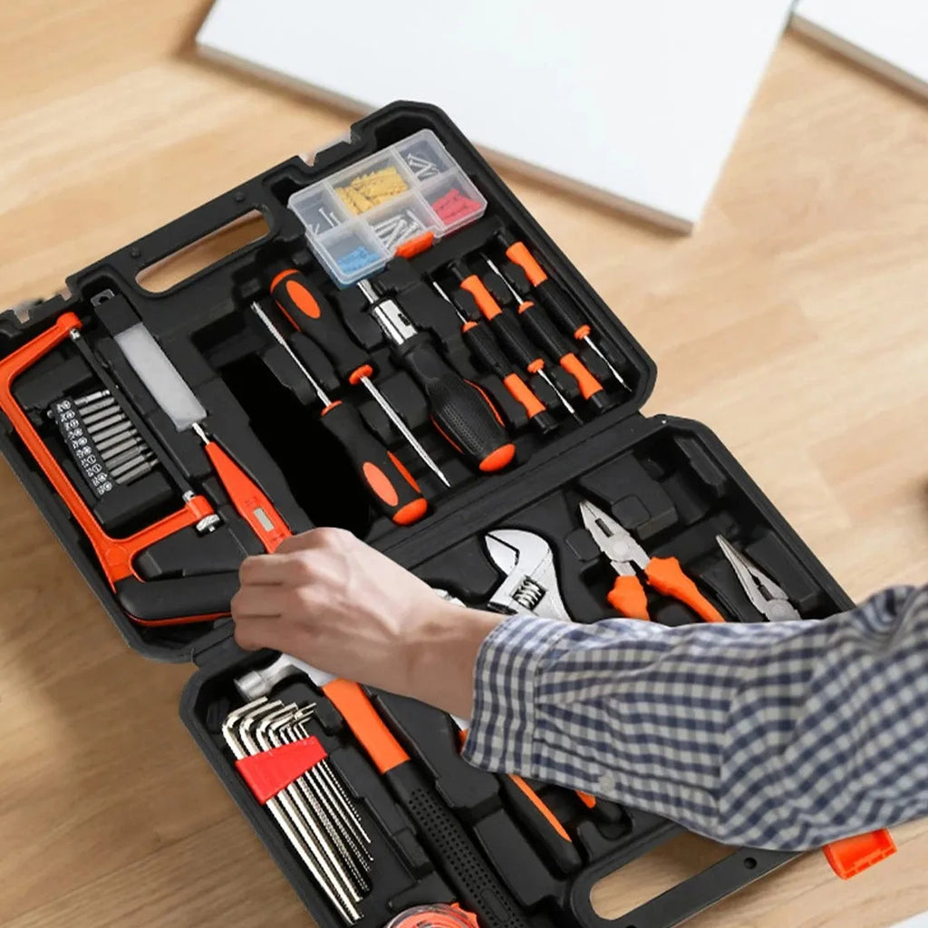 105Pcs General Household Hand Tool Kit with Toolbox Storage Case for Home Repair