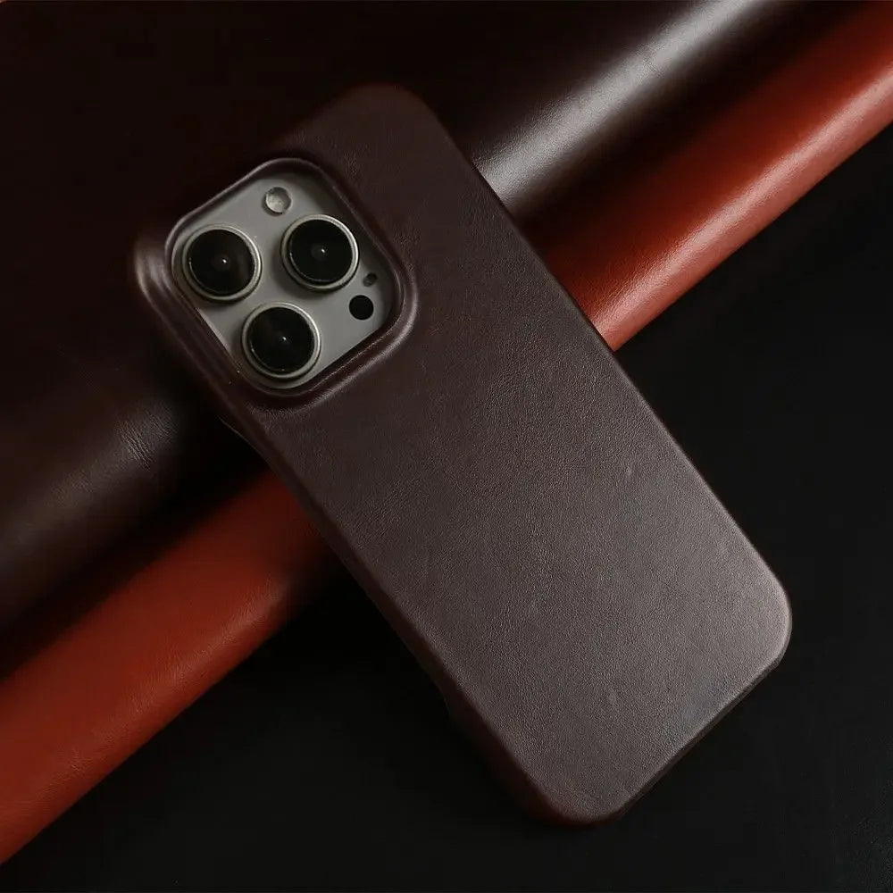 Business Genuine Leather Phone Case For Iphone 16 Pro Max 15Pro Aesthetic Vintage Back Cover For Iphone 13Pro 12Pro 11 14Pro 12