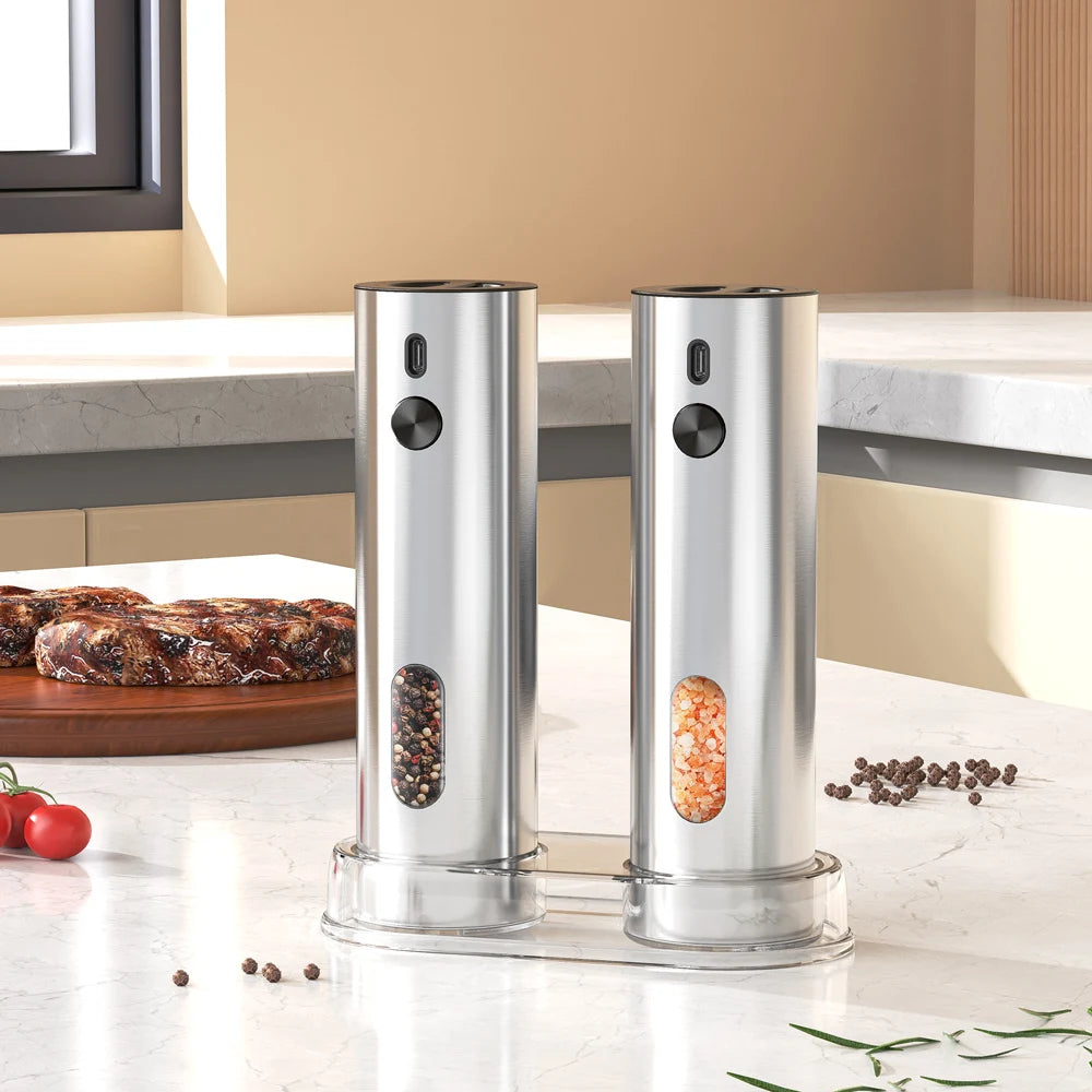 USB Rechargeable Electric Salt And Pepper Grinder with Base Charging Automatic Salt Pepper Grinder Spice Mill For Home Kitchen
