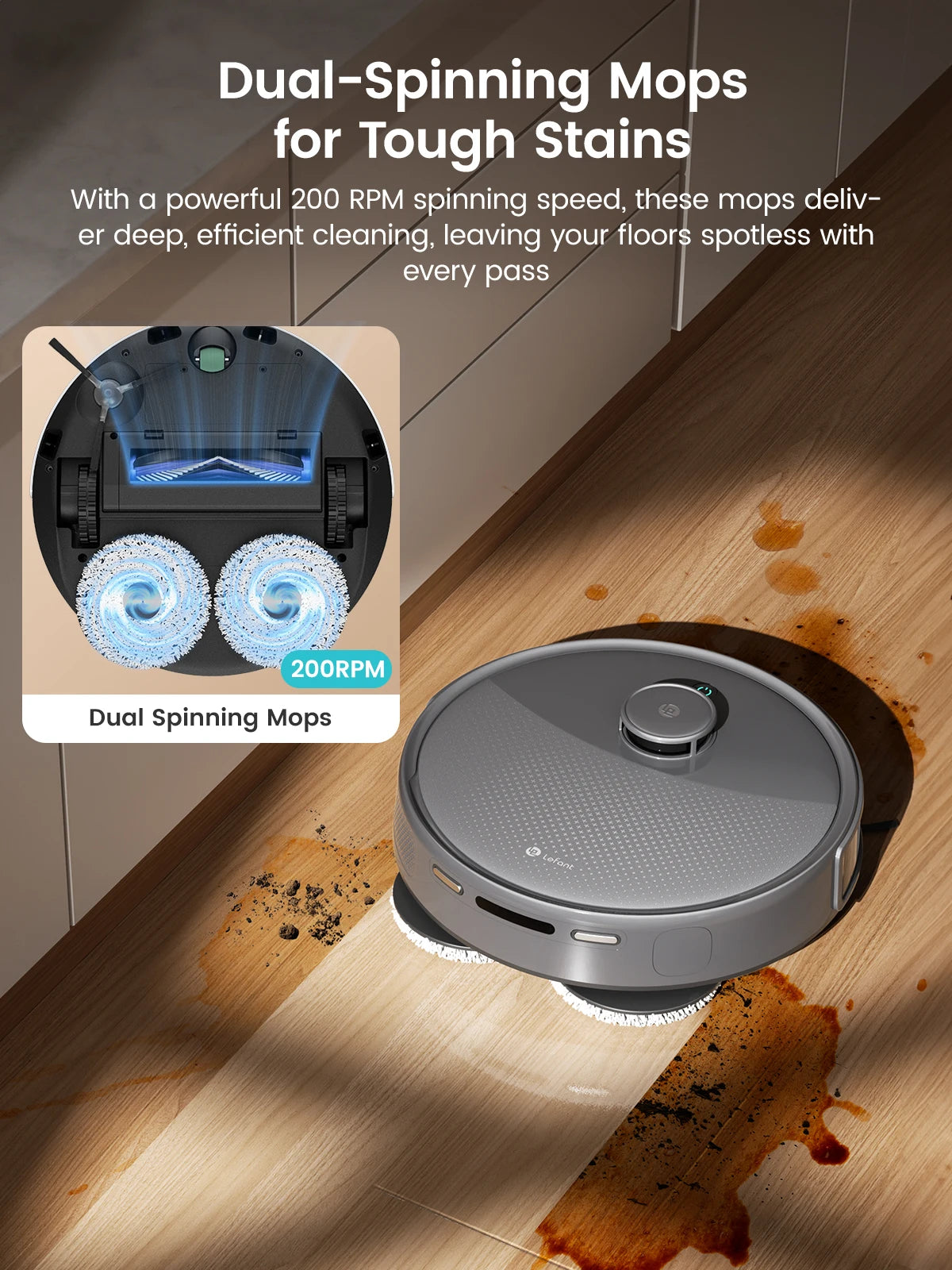 Lefant M3 Max Robot Vacuum Cleaner with Sweeping Function, 20000 Pa, LiDAR Navigation, Ideal for Pet Hair, Human Hair, and Dust