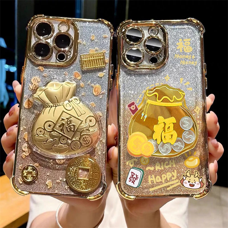 2026 New Year 3D Lucky Bag Phone Case For Samsung Galaxy S22 S21 S20 Plus Ultra FE A57 A37 A05 A06 A05S A54 A24 A23 A52 Cover