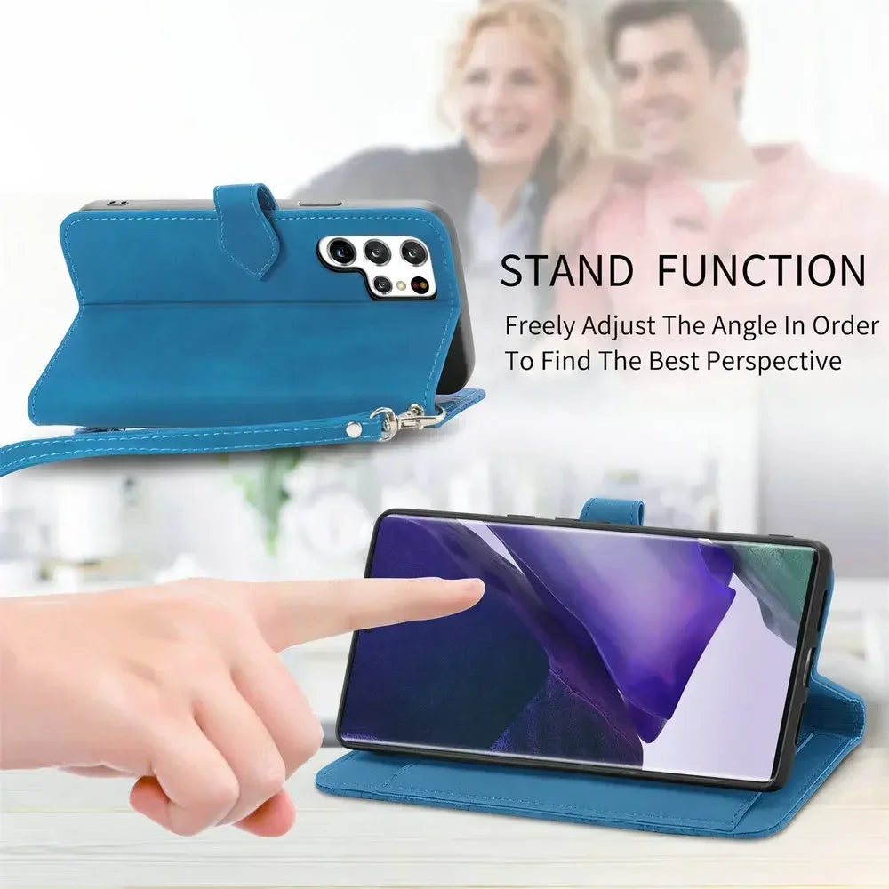 S25 S24 S23 Ultra S 26 S20 FE 5G Flip Case Zipper Card Texture Book Cover for Samsung Galaxy S21 Plus S22 S26 Ultra S 25 24 Capa