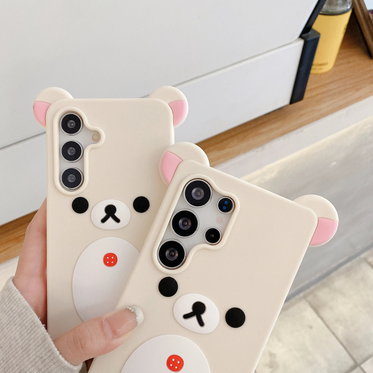 2026 Newest Cute 3D Cartoon Rilakkuma Bear Soft Silicone Phone Case Cover For Samsung Galaxy S25 S24 Ultra Plus S25Ultra