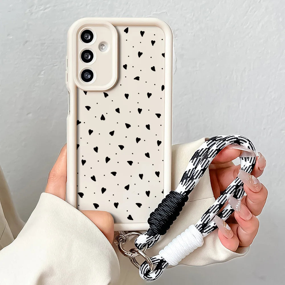 Colorful Heart Lanyard Case for Samsung A56 36 26 16 55 35 54 15 34 25 24 73 53 33 23 71 51 72 52 22 14 32 13 Wrist Chain Cover