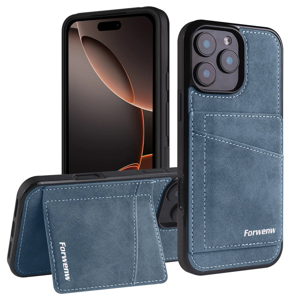 Luxury Leather Case For iPhone 16 15 14 13 12 11 Pro Max Case Cover For iPhone 16 15 14 Plus IP 16E 17 Air Phone Case Flip Cover