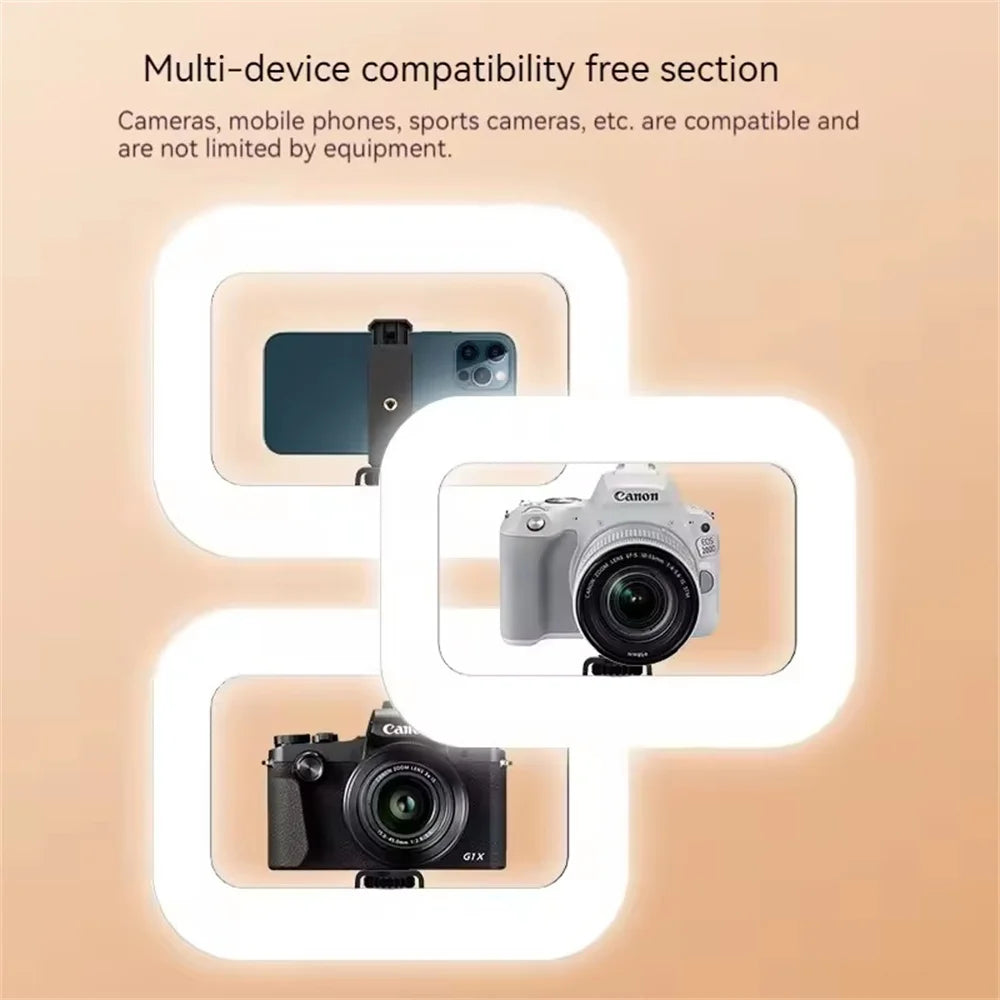 2026 New Handheld Ring LED Rechargeable Fill light Portable Mobile Phone Live Broadcast selfie Photography with phone clip
