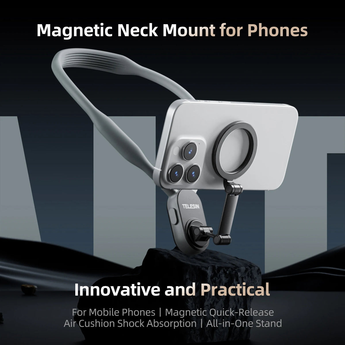 TELESIN Silicone Magnetic Quick Release Neck Mount Hold for IPhone 15 14 13 12 11 10 SAMSUNG HUAWEI XIAOMI Phone Accessories