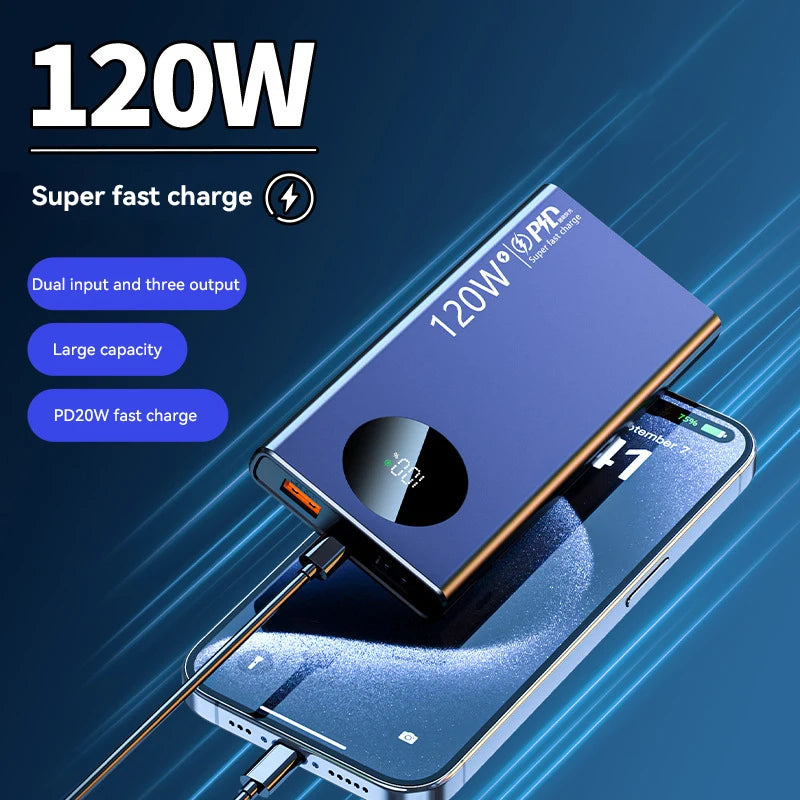 500000mAh High Capacity Power Bank 120W Fast Charging Powerbank Portable Battery Charger For iPhone Samsung Huawei Xiaomi 2026