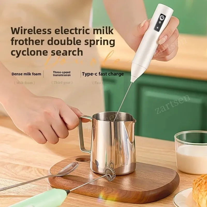 Wireless Milk Frother Electric Type-C Handheld Blender Stainless Steel Mini Coffee Maker Whisk Mixer For Coffee Cappuccino Cream