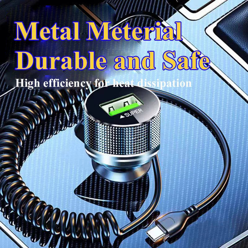 Powered by AliSave Plus          EDEBA Metal USB Car Charger with Type C Cable 12V Super Fast Charging Vehicle Adapter 2 in 1 for iPhone Samsung Huawei VIVO OPPO